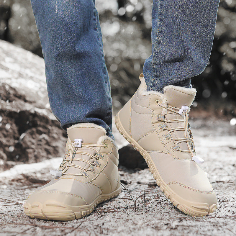 Winter Snow Boots Men's Mid-Calf Warm Fleece Lined Winter Shoes