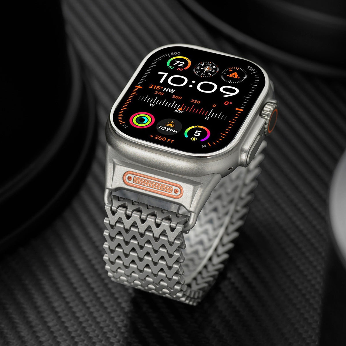 Suitable for Apple Watch stainless steel strap iWatch Ultra W-shaped magnetic metal strap